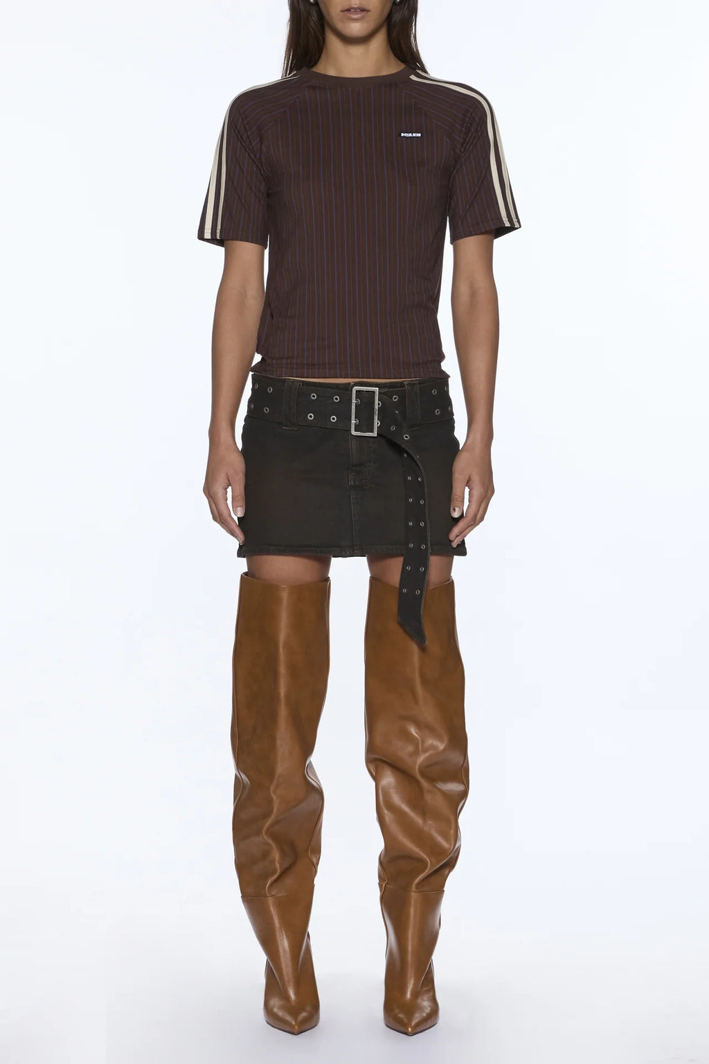 KSUBI SS Top | Chocolate Pinstripe