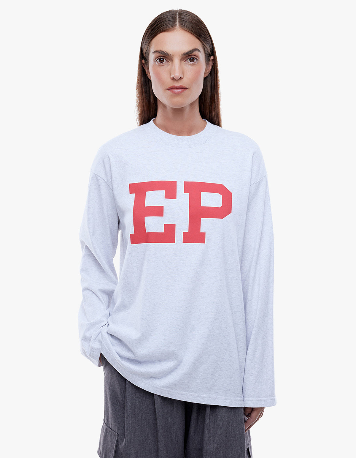 Ena Pelly EP Long Sleeve Tee in White Marle