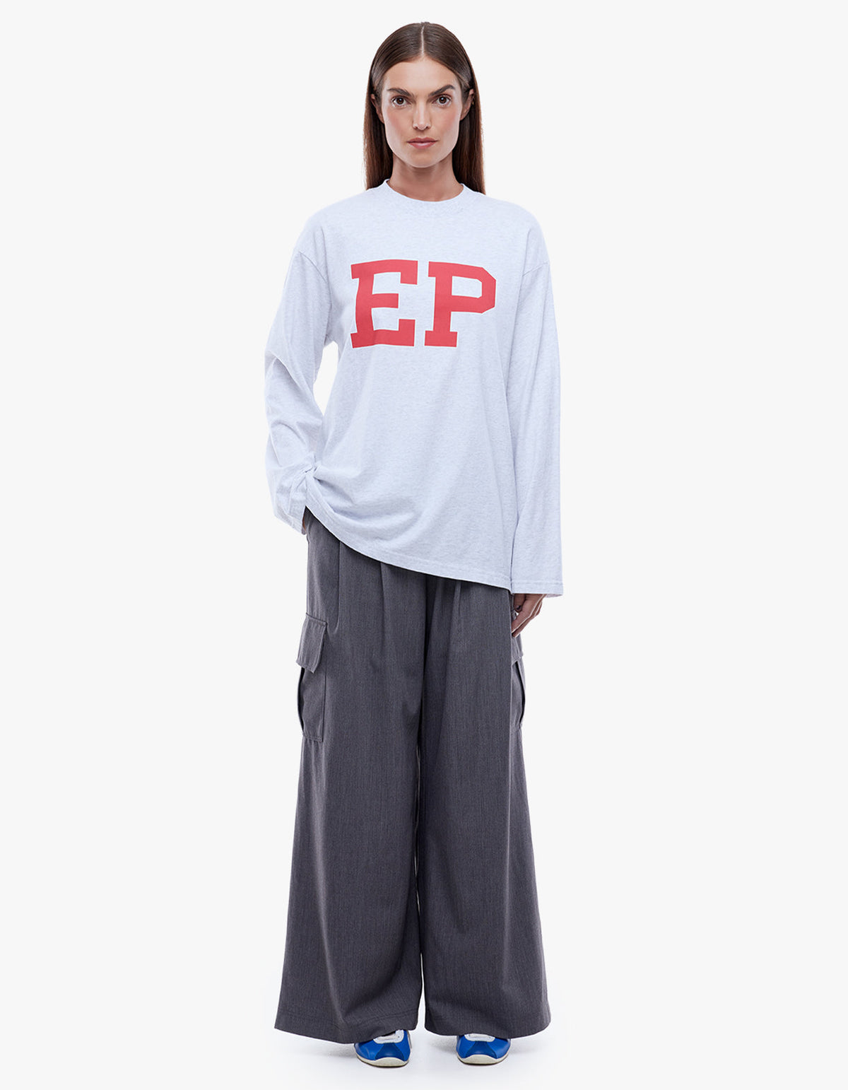 Ena Pelly EP Long Sleeve Tee in White Marle