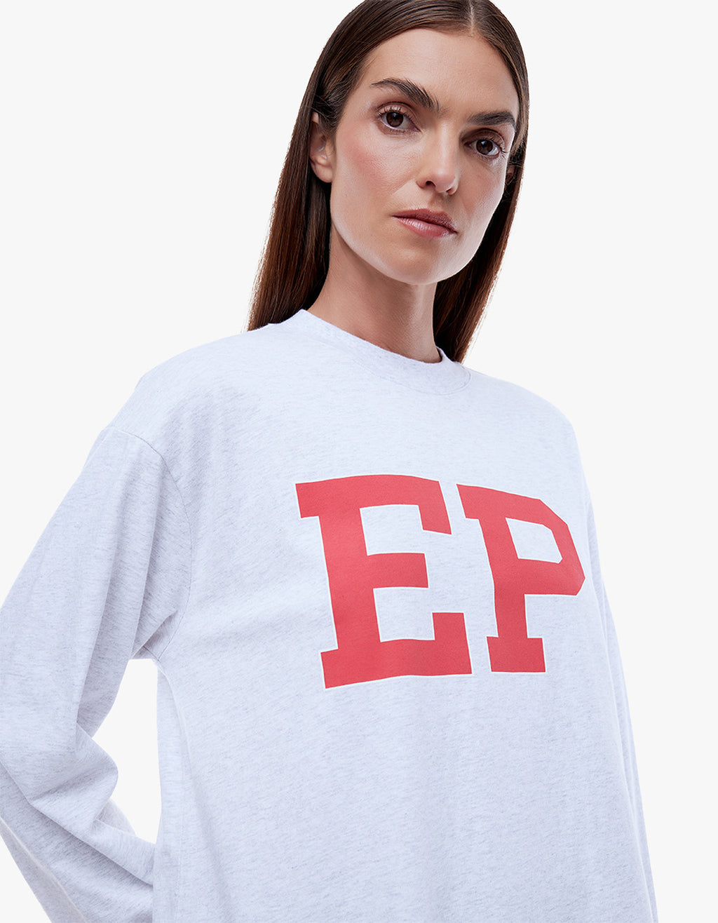 Ena Pelly EP Long Sleeve Tee in White Marle