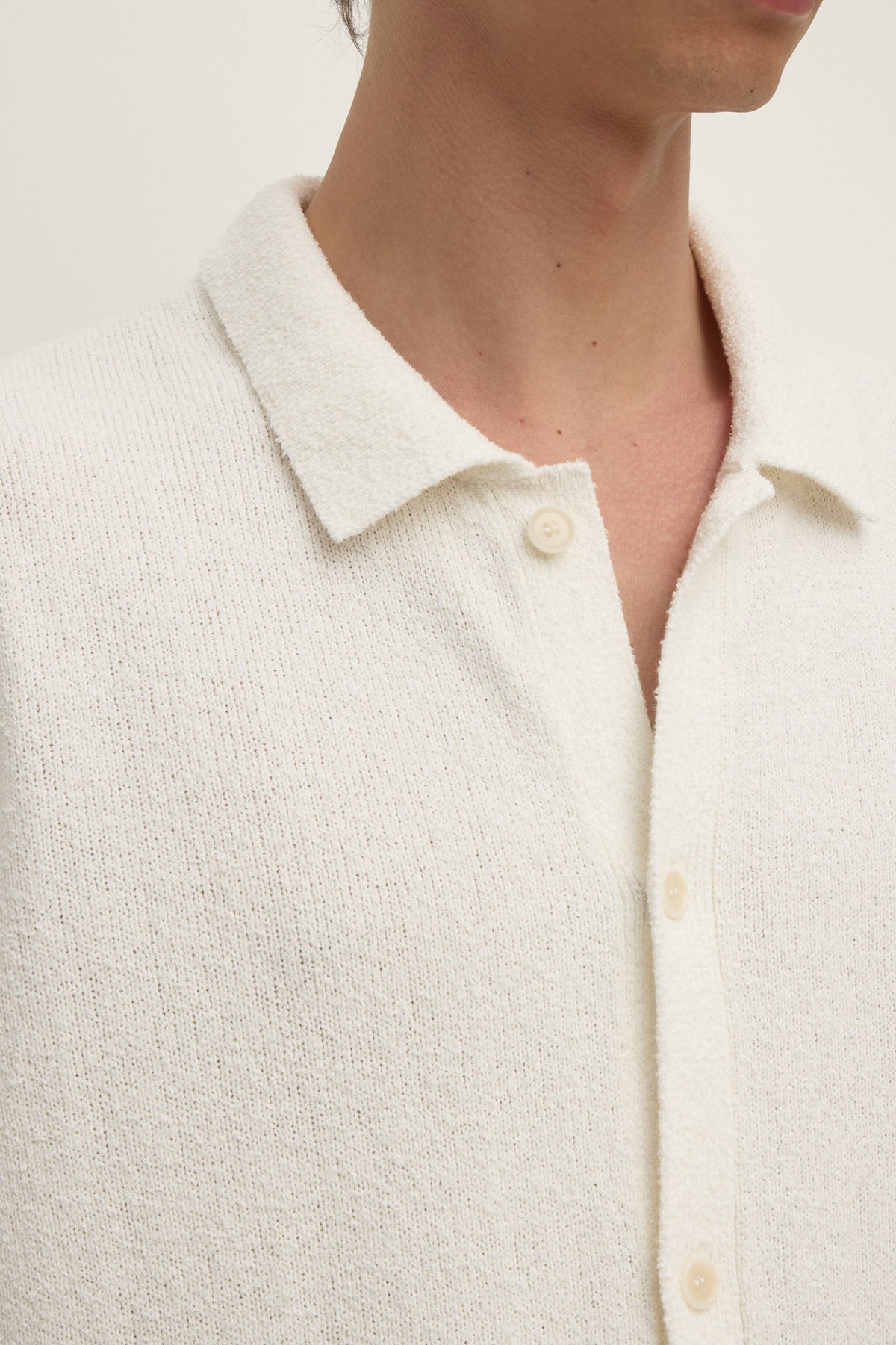 ASSEMBLY LABEL Lance Boucle Knit Short Sleeve Shirt | Cream photo 2