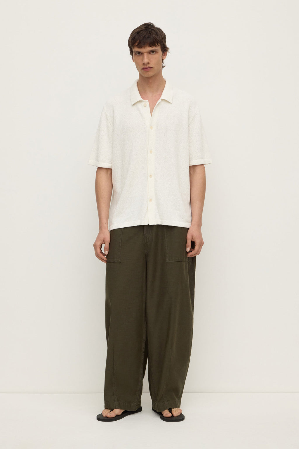 ASSEMBLY LABEL Lance Boucle Knit Short Sleeve Shirt | Cream photo 4
