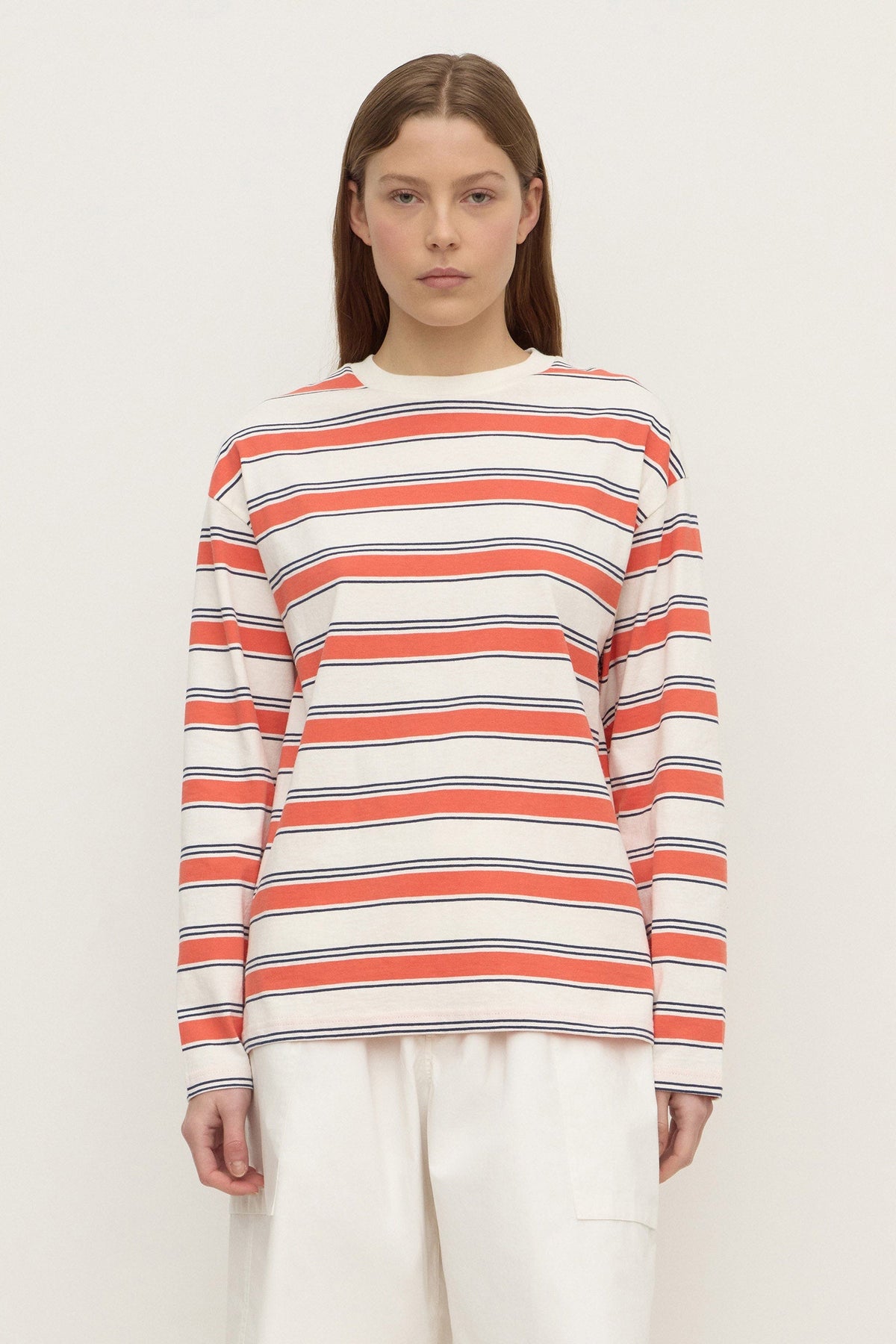 ASSEMBLY LABEL Eliana Stripe Cotton Long Sleeve Tee | Dahlia Stripe photo 1