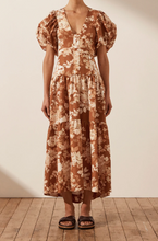 Load image into Gallery viewer, Capucine Plunged Short Sleeve Midi Dress
