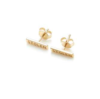 Tiny Stolen Bar Earrings | Gold Plated