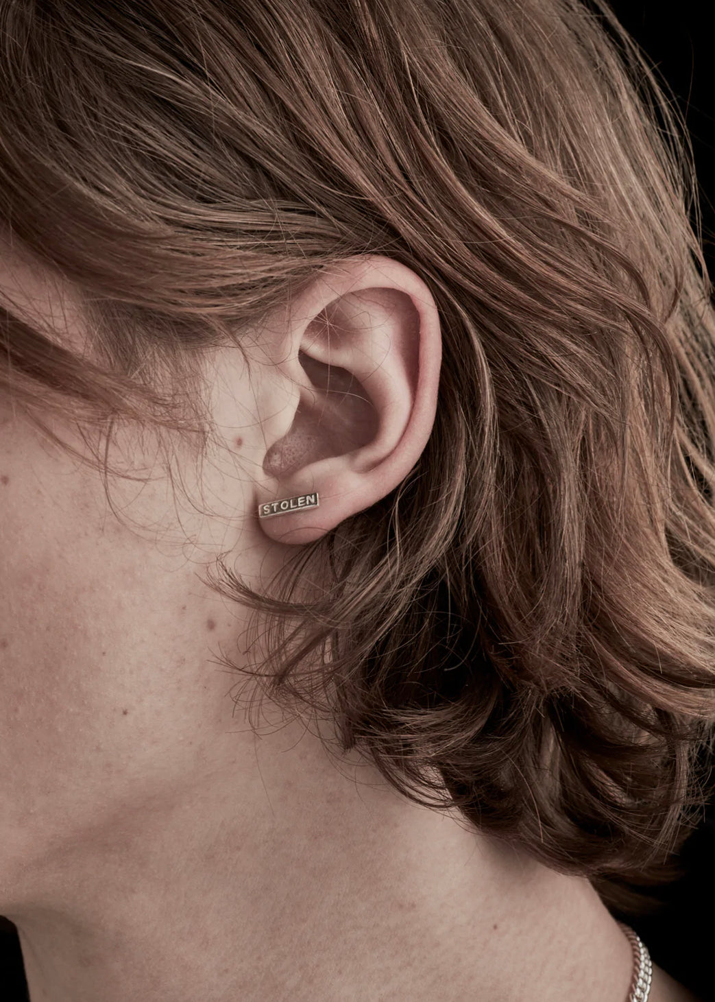 Tiny Stolen Bar Earrings | Silver