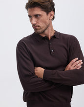 Load image into Gallery viewer, Oscar Long Sleeve Knit Polo - Cocoa
